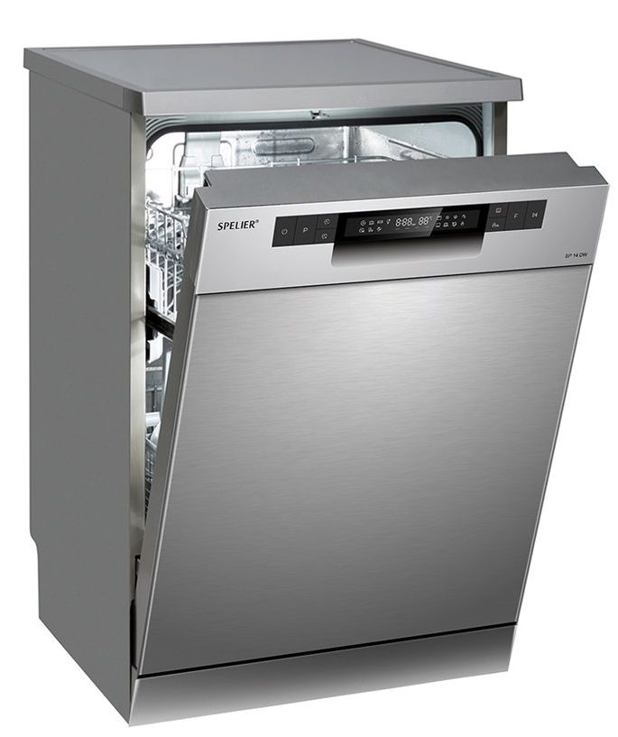 Máy rửa bát Spelier SP-14 DW inox màu bạc có khả năng chống xước cao, bền đẹp, đem lại vẻ đẹp sang trọng cho căn bếp